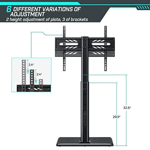 GREENSTELL Height Adjustable TV Stand with Power Outlet