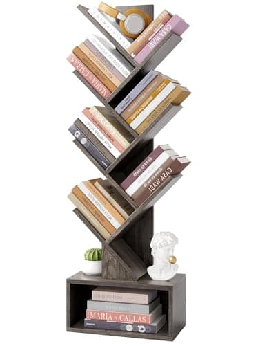 Hoctieon 9 Tier Rustic Brown Bookshelf for Living Room & Home Office