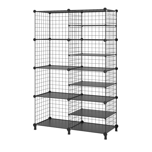 AWTATOS Black Metal 6 Cube Storage Shelves, Closet Organizer for Home Office Closet