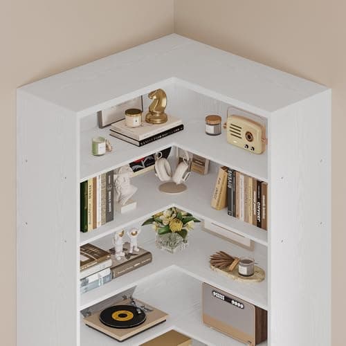 81 White Corner Bookshelf with Door for Home Office or Living Room