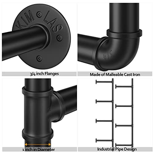 Pynsseu Industrial Iron Pipe Shelf, 2Pack 5-Tier Kitchen & Bathroom Storage