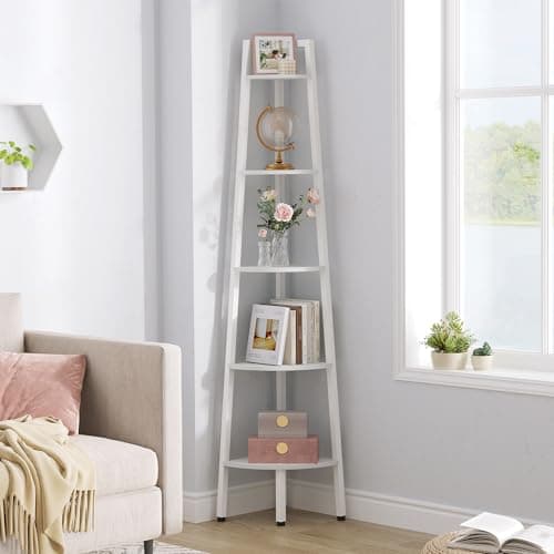 Hoctieon 5-Tier Rustic Metal Corner Shelf for Living Room, Kitchen & Home Office