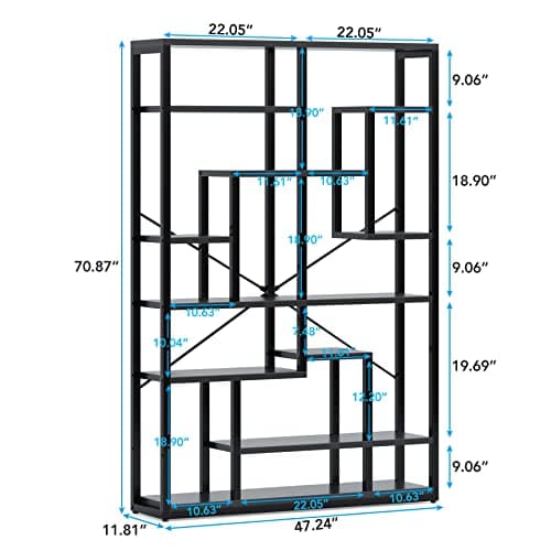 Black 47 Tall Bookcase for Living Room and Office