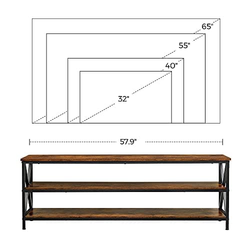 VASAGLE Rustic Brown & Black TV Stand TV Table ULTV100B01