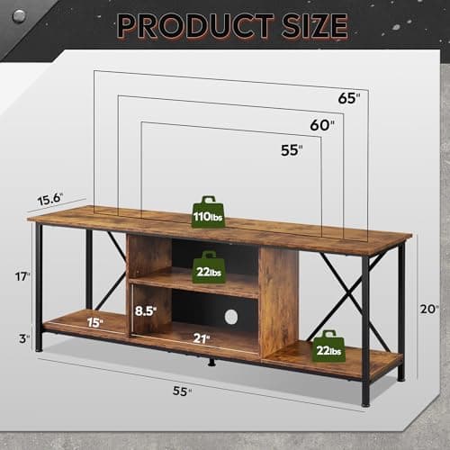 55 Industrial TV Console for Living Room and Bedroom