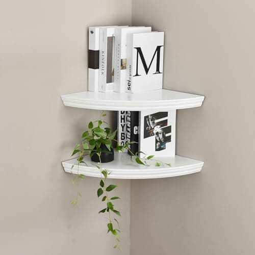 WELLAND Modern Corner Shelves, Black, for Bedroom & Office Décor