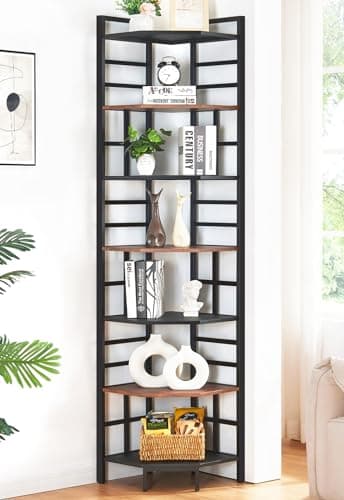 Industrial Corner Shelf for Home Office and Living Room