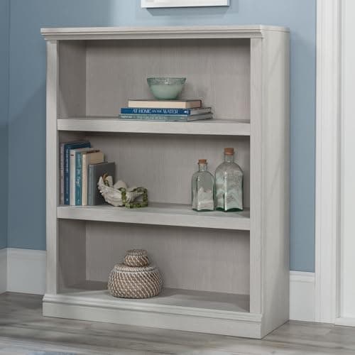 Sauder Glacier Oak 3 Tier Wooden Bookshelf for HomeOffice & Living Room
