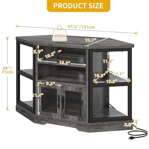 55/50 Inch Farmhouse TV Stand with Power Outlet and Storage
