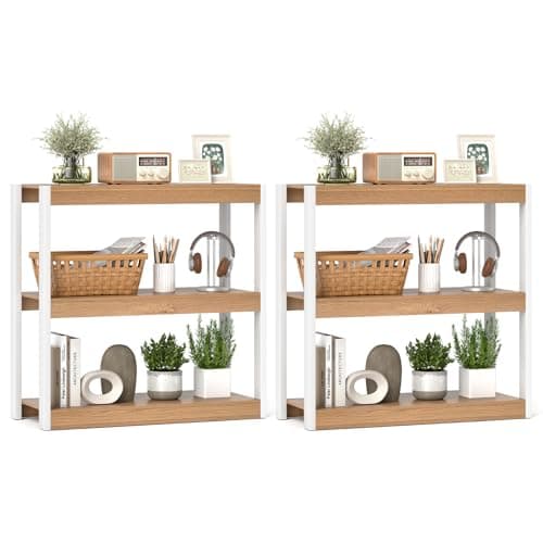 Giantex Rustic Brown & Black 3 Tier Wood Bookshelf