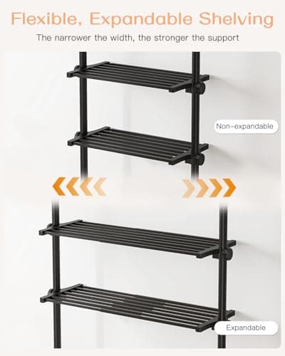 ALLZONE 64-113Inch Adjustable Narrow Bookshelf, Black