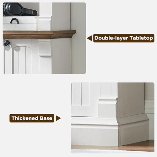 OKD Antique White 72" Tall 4-Tier Storage Bookcase