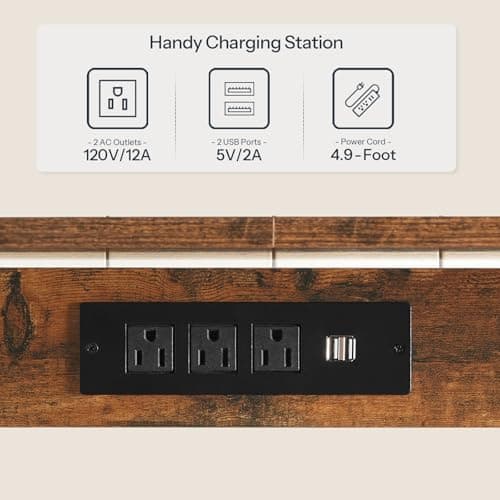 HOOBRO Adjustable Corner TV Stand with Mount and Power Outlet - Rolling Console with LED Lights for Up to 55 TVs - Rustic Brown and Black