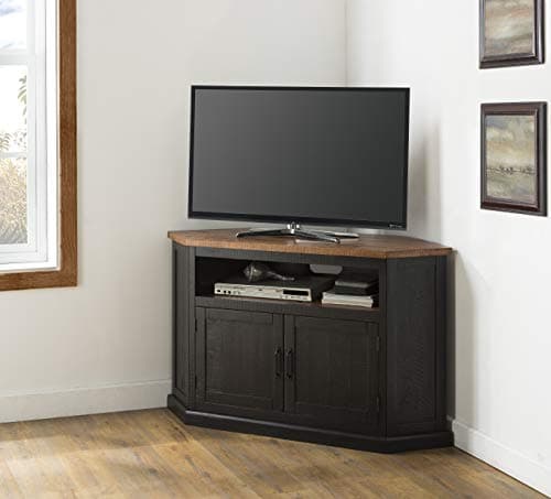Rustic Corner TV Stand for Martin Svensson Home, Antique Black and Honey Tobacco