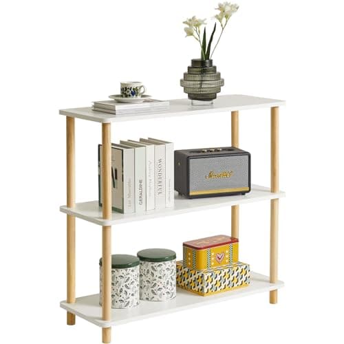 IBUYKE 3-Tier White Wooden Bookcase - Modern Standing Storage Organizer