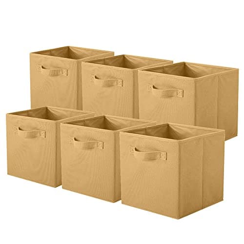ShellKingdom Storage Bins, Fabric Cubes & Organizer Drawer, 6 Pack (Black+Beige+Grey)
