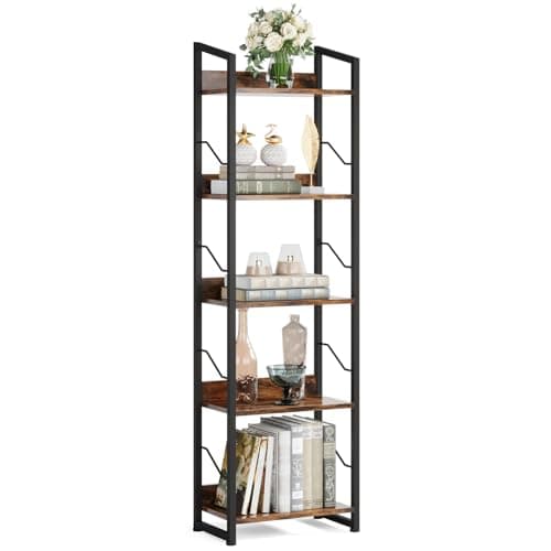 Rustic Brown 3-Tier Industrial Bookshelf for Home Office and Bedroom