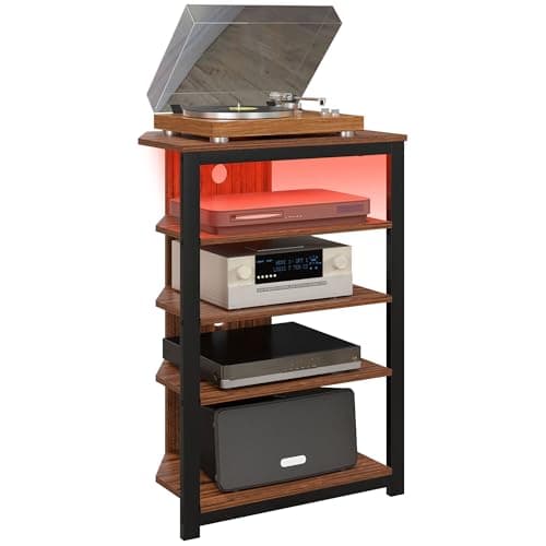 HOMCOM 4-Tier LED Media Stand with Cable Management for DVD Players, Game Consoles, and Streaming Devices - Black