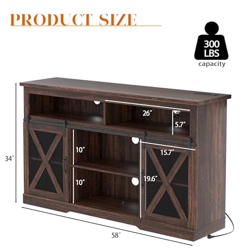 Xilingol Tall TV Stand with Power Outlets & Storage for 65+ Inch TVs