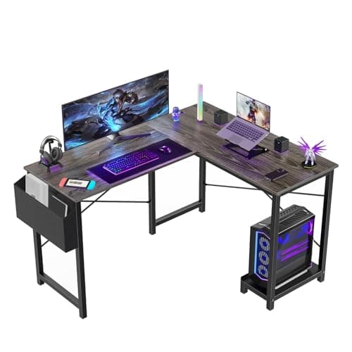 L-Shaped Gaming Desk - 50 Black Computer Table for Home Office and Small Spaces