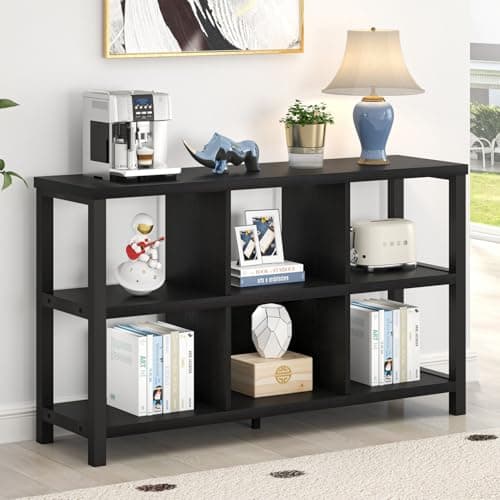 FOLUBAN Light Grey 47 Inch Wood & Metal Cube Storage Organizer