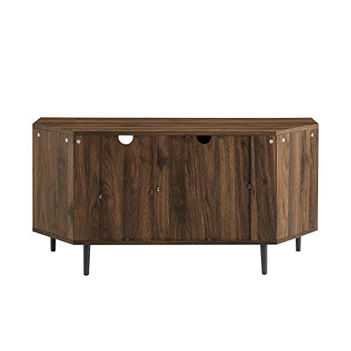 Walker Edison Dark Walnut 2 Door Glass Shelf TV Stand, Fits up to 55" TVs
