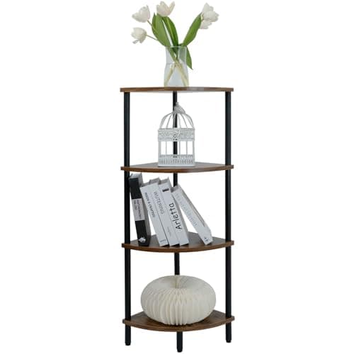 4-Tier Brown Corner Storage Shelf for Small Spaces