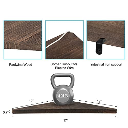 Joiishom Dark Brown Corner Wall Shelf Set of 3