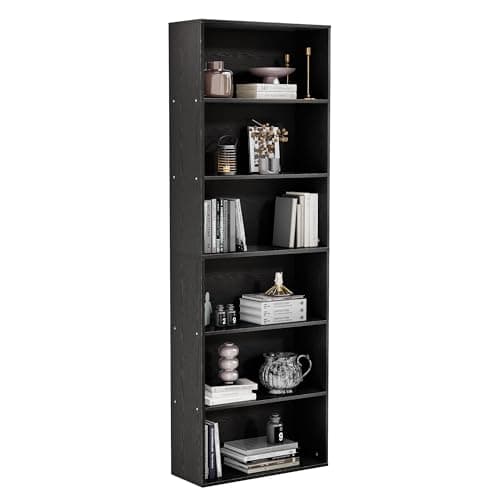 Tall 70.8" White Bookcase, 6-Tier Display Shelf for Living Room, Home Office