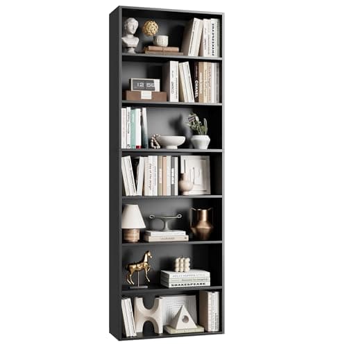 82" Tall Light Oak Bookshelf with 7-Tier Shelves for Home Office, Living Room, Bedroom