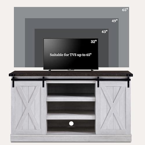 Rustic Farmhouse TV Stand for 65 Inch TV with Sliding Barn Door