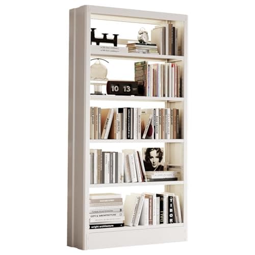 71" Black Metal 5-Tier Bookshelf with Adjustable Shelves, Heavy Duty Storage for Library, Office, Bedroom, Living Room,