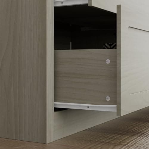 Homsee Grey 3-Tier Drawer Bookshelf, Wooden Display Cabinet, 11.8" D x 63" W