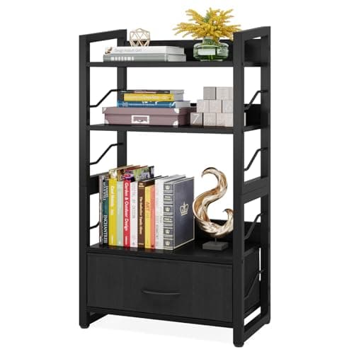 Rustic Brown 3-Tier Industrial Bookshelf for Home Office and Bedroom