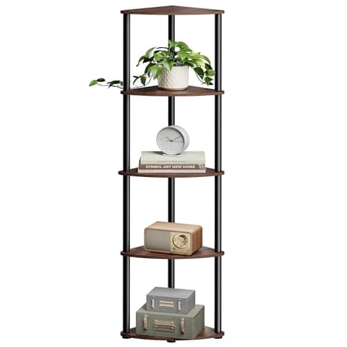 SONGMICS Home ULBC610W01 5-Tier Corner Shelf Stand, Snow White