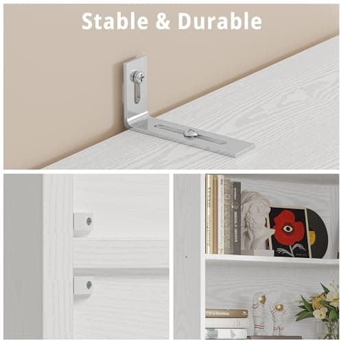 81 White Corner Bookshelf with Door for Home Office or Living Room