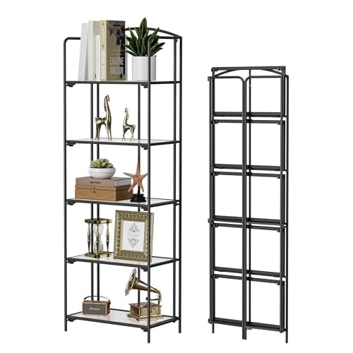 Folding 3 Tier White Metal Bookshelf for Office Storage