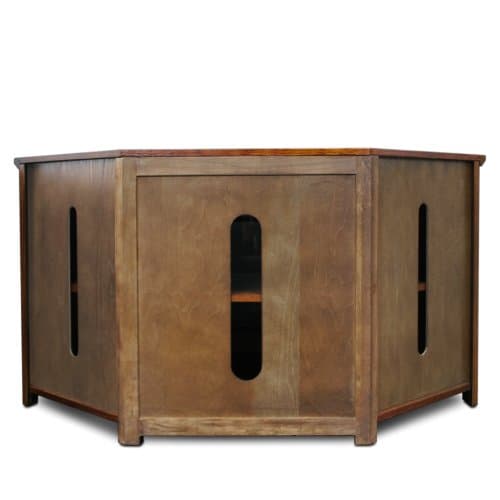 Leick Home 82385 Mission Oak Corner TV Stand with Storage