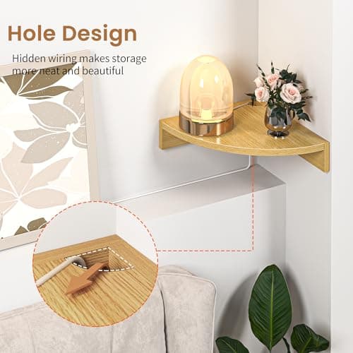Oak Wood 3-Pack Corner Wall Shelves for Any Room