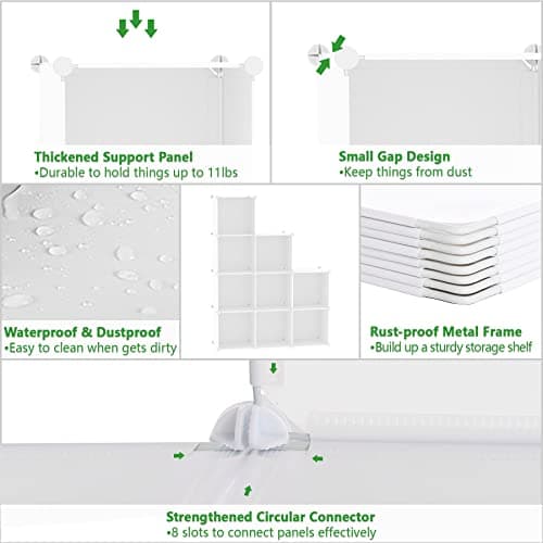 C&AHOME Cube Storage Bookshelf, 9-Cube Plastic Organizer, Stackable Shelving Units