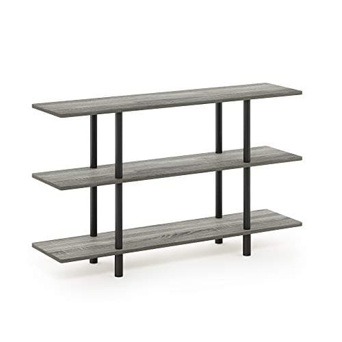 Furinno French Oak Grey/Black 3-Tier Wide Display Shelf