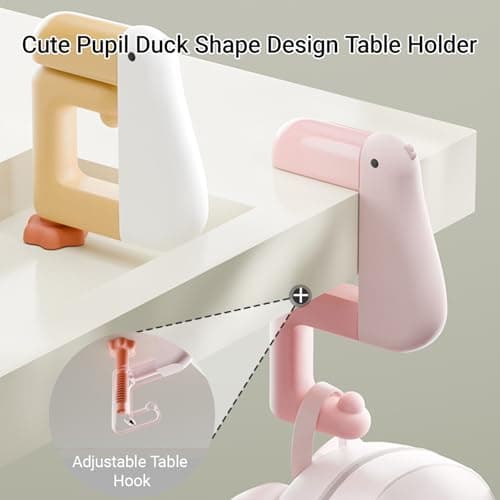 Duck-Shaped Portion Non-Slip Desk Hanger & Organizer for School/Office Purse Storage