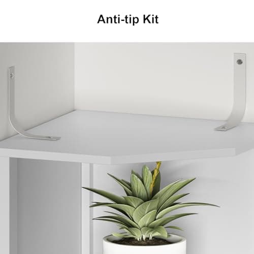Wooden Corner Shelf for Small Spaces - White (6 Tier)