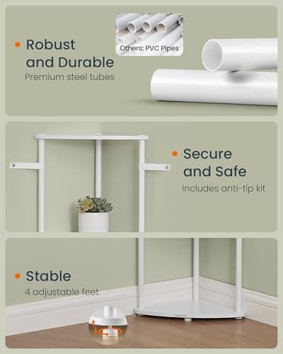 SONGMICS Home ULBC610W01 5-Tier Corner Shelf Stand, Snow White