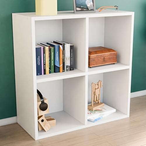 28" Subby 4-Cube Storage Organizer, White Bookcase for Home and Office