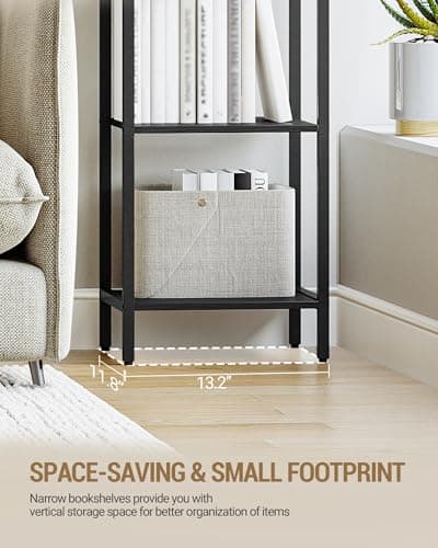 Industrial Style 6-Tier Black Steel Frame Bookcase BC56004B