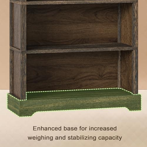 Rustic Brown 5-Shelf 65" Tall Bookshelf with Storage