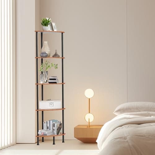 Industrial 5-Tier Standing Shelf, 52" Living Room Display Rack, Brown