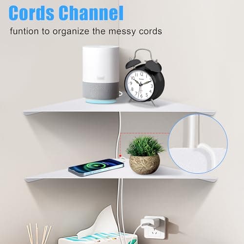White Metal Wall Corner Shelf Set of 2 for Living Room, Bedroom, Bathroom