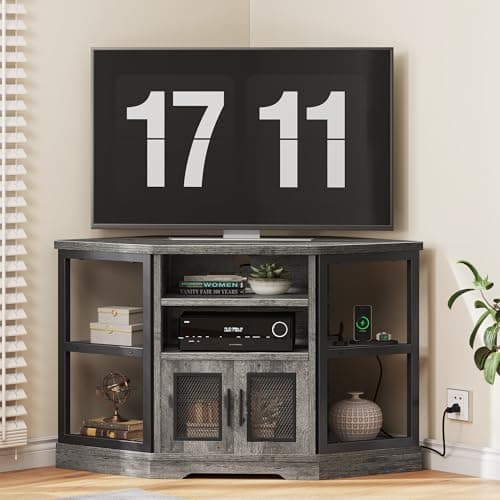 55/50 Inch Farmhouse TV Stand with Power Outlet and Storage